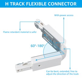 LEONLITE H Track Flexible Connector, H Type Single Circuit 3-Wire-1 Track Lighting Kit, UL Listed, Flame Retardant Material, for H Track System, White
