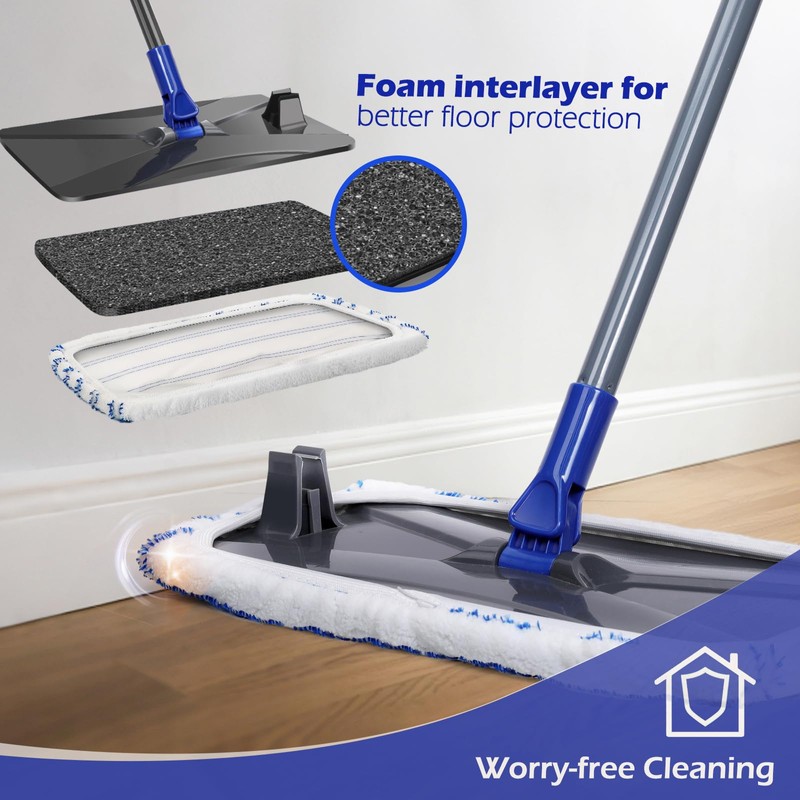 Masthome Microfiber Mop,Large Surface Flat Mop with 5 Reusable Pads,Hardwood
