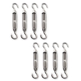 M4 Turnbuckles 304 Stainless Steel Turnbuckle Hook and Eye Turnbuckle Wire Rope Tension (Pack of 8)