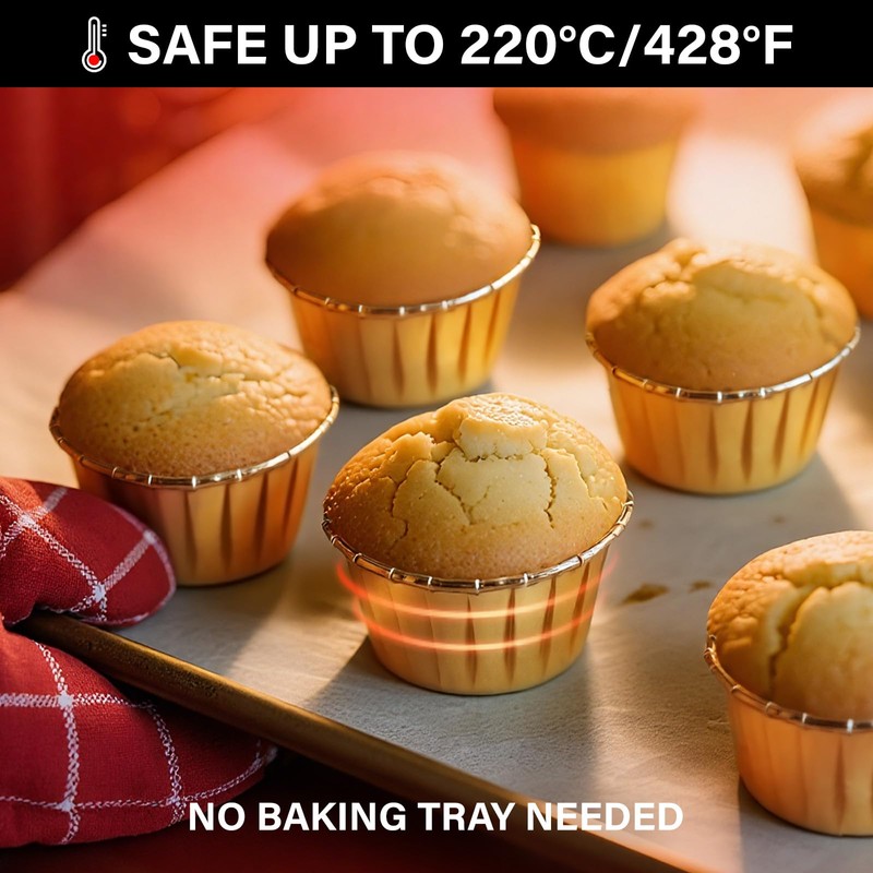 EUSOAR Gold Cupcake Cups, 3.5 Oz 50pcs Disposable Foil Muffin