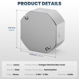 6Pcs Octagon Electrical Box Cover Plates, Junction Box Cover, Electric Box Cover Plate, Metal Electrical Box Cover, Galvanized Flat Blank Electric Box Cover for 4 Inch Octagonal/Square Electrical Box
