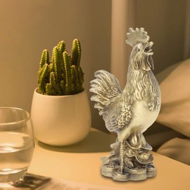 Shanrya Golden Brass Rooster Statue, Hand-Made Pure Brass Chicken, Feng Shui Chicken Figurine Collection Symbol of Luck and Wealth for Office, Enshrine, Table, Living Room, Home Decoration
