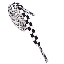easy2rich Two-color Checkered Flat Shoelaces Plaid Shoe Lace for Casual Shoes 55Inch Black and White