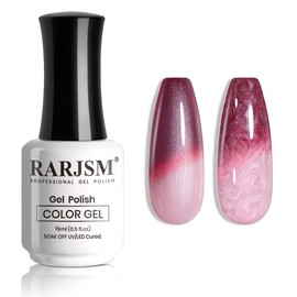 RARJSM Thermal Gel Nail Polish Pearl Shell Thread Shimmer Mood Temperature Color Changing Pale Purple Grape Violet Glitter 15ml Soak off UV LED Gel Polish Salon DIY Home Manicure Drawing Art