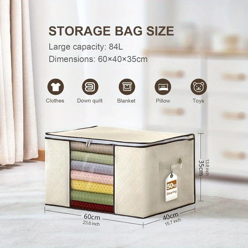 Closiq Blanket Storage Bag – Portable Zippered Design with Sturdy Handles, Household Wardrobe Organizer