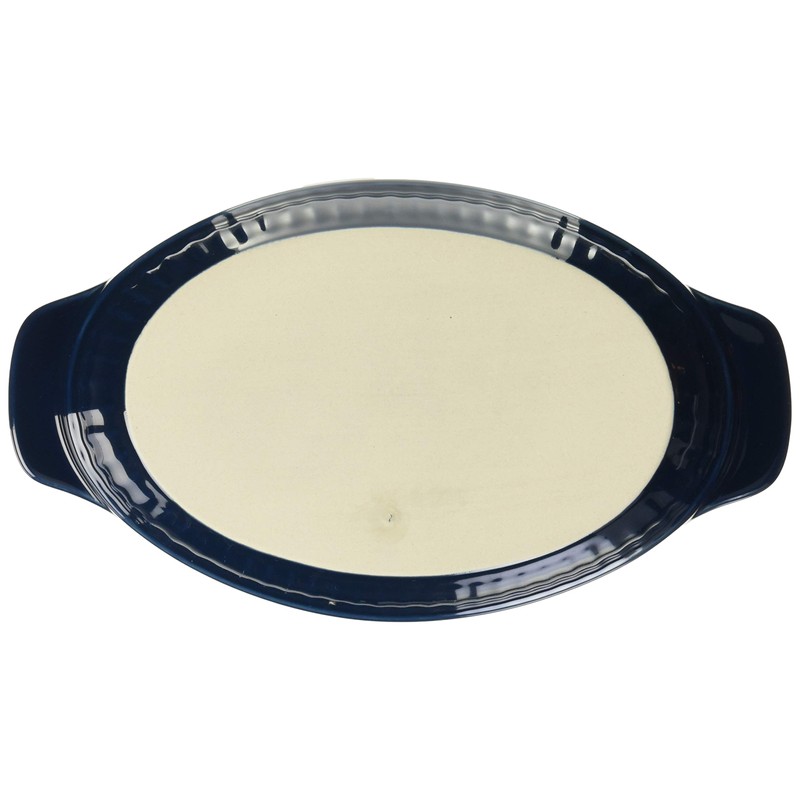 Delish Kitchen L-1892 Pearl Metal Deep Oval Plate, Navy, 8.7