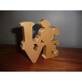 AJT LOVE WORD QUOTE WITH MICKEY MOUSE FACE HEAD EARS SHAPE HOME DECOR GOLD PR4783