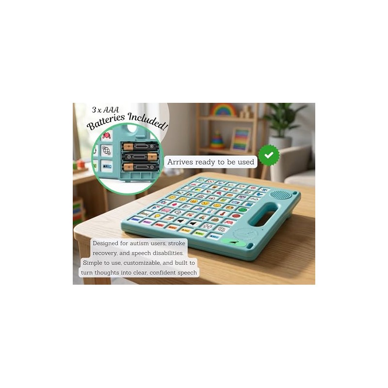 8 Languages AAC Device for Autism, 63 Buttons, Communication Board