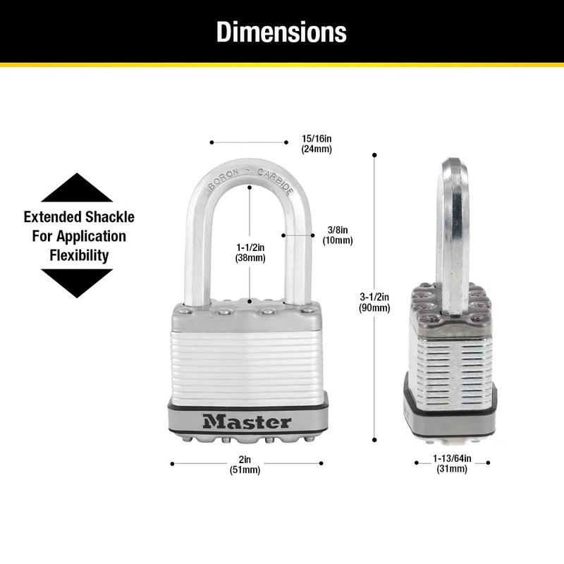 Master Lock M5XTLF Magnum Heavy Duty Outdoor Padlock with Key,