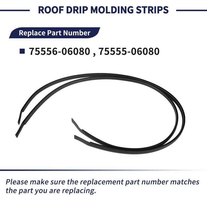 Magimaker 2Pcs Roof Molding Strips Roof Drip Molding 75556-06080 75555-06080