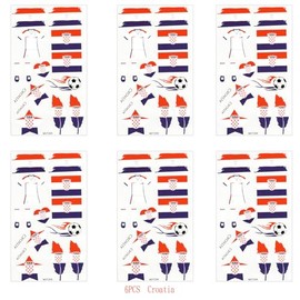 Croatia Flag Temporary Face Tattoos Stickers for Adults And Kids, 6 Sheets 2024 European Cup Football National Flag Removable Tattoos, World Cup Temporary Tattoos Stickers for Football Games Party