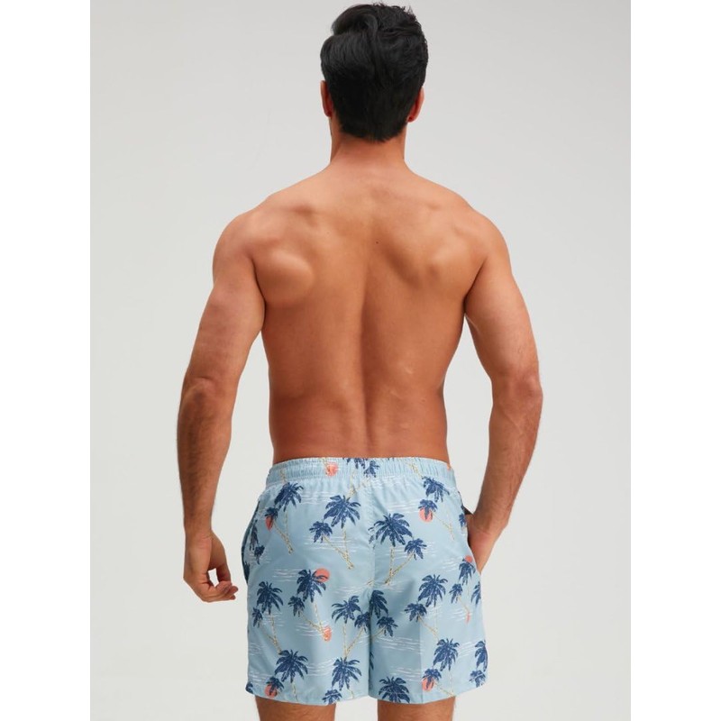 AMIYAN Mens Beach Shorts Elastic Waist Drawstring Casual Shorts Lightweight