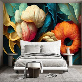 WXHFM - 3D Floral Wallpaper Bedroom Flowers Large Wall Mural - 183"x120"（Not Peel and Stick）
