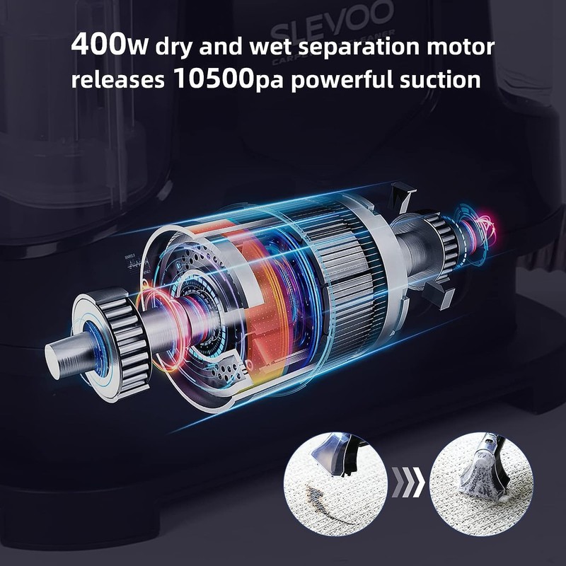 Carpet Cleaner Machine 10.5Kpa Strong Suction, 400W Powerful Motor, Portable
