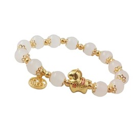 2026 Chinese New Year Horse Beaded Bracelet Colorful Crystal Feng Shui Bracelet Year of The Horse Good Luck for Spring Festival Jewelry for Women-White