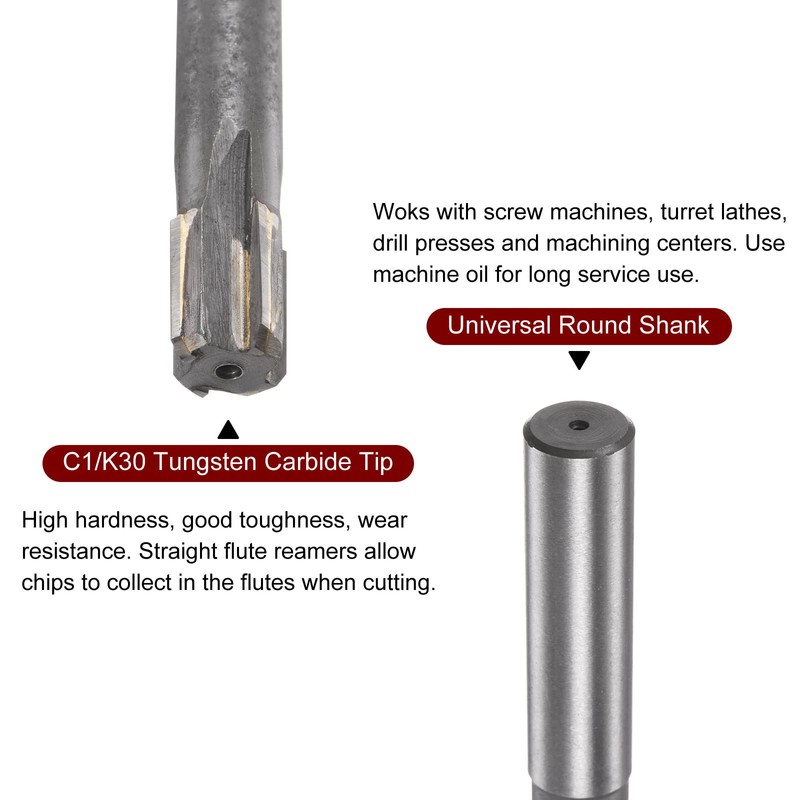 sourcing map Chucking Reamer 14mm H7 C1/K30 Carbide Tip Precision