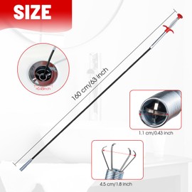 Jebousike Flexible Grabber Claw Pick Up Reacher Tool (Drain Clog Remove Tool), With 4 Claws Bendable Hose Pickup Reaching Assist Tool for Litter Pick, Home and Kitchen Sink, Drains, Toilet (63 inch)