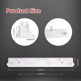 AJLTPA Coat Rack Wall Mount, White Wall Coat Rack Screw in, Metal Door Hooks for Hanging Hat Towels Clothes with 7 Round Rails Mudroom Bathroom Entryway