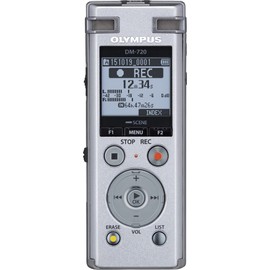 Olympus OM SYSTEM OLYMPUS Voice Recorder DM-720 with 4GB, Micro SD Slot, USB Charging, Direction PC Connection, Transcription Mode, Silver