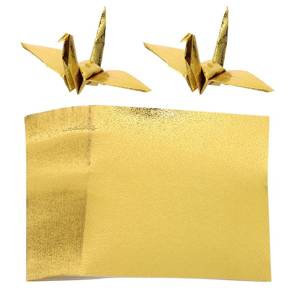 Kisangel 100pcs 4×4 Square Origami Paper Gold Beautiful Foil Folding