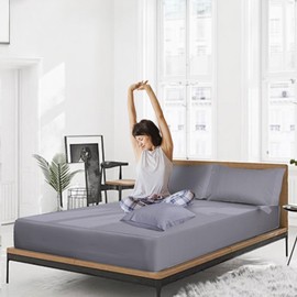 King Size Grounding Fitted Bed Sheets with 15 feet Grounidng Cord,Grounding Sheets for Earthing Bed Sheets(Gray, King)