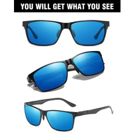 DUCO 8206 Premium Carbon Fiber Aluminum Alloy Frame Square Sunglasses -