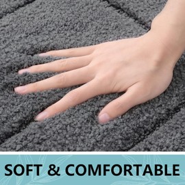 Buganda Bathroom Rugs, 36" x 24", Soft and Absorbent Microfiber Bath Rugs, Non-Slip Shaggy Bath Carpet, Machine Wash Dry Bath Mats for Bathroom Floor, Tub and Shower, Dark Grey