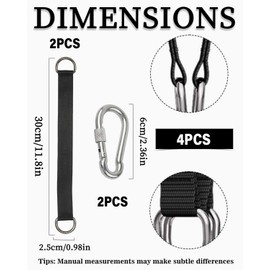 Zeayebsr Pack of 2 Hammock Attachment, Tree Swing Strap, Swing Suspension, Nylon Portable Swing Kit, Tear-Resistant Suspension Hanging Strap with 2 Carabiners and 2 D-Rings for Swing Hanging Chair