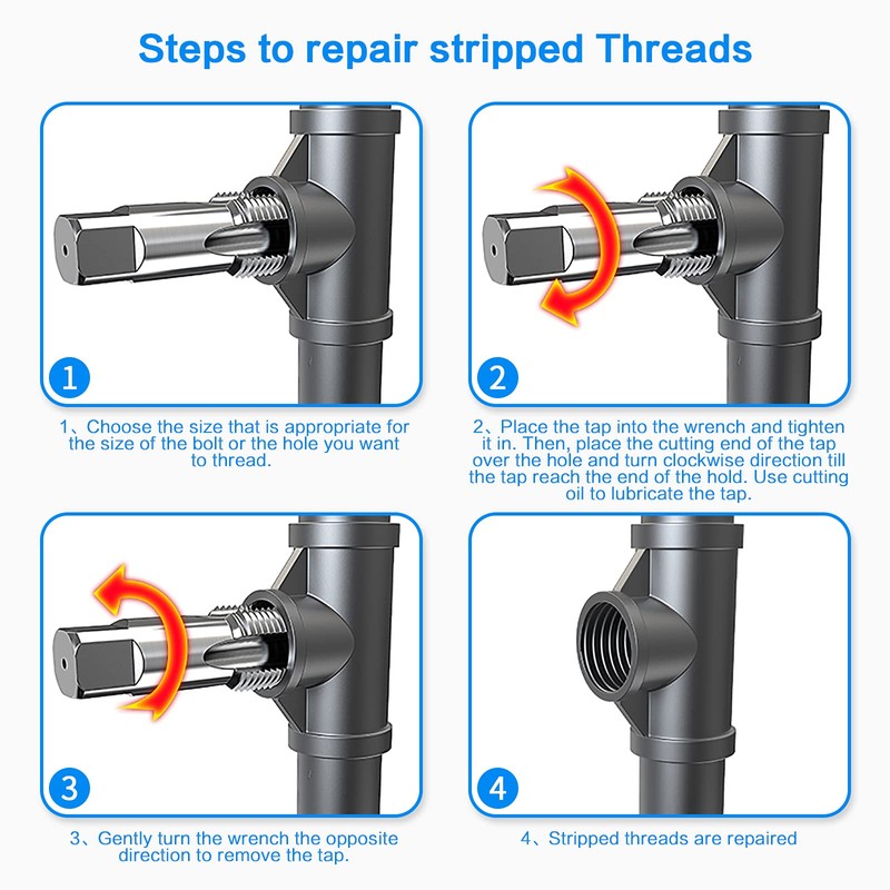 5-Piece NPT Pipe Tap Set, 1/8", 1/4", 3/8", 1/2", 3/4"