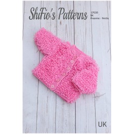 Crochet Pattern for Babies Loopy Cardigan, Babies Double Knitting Crochet Pattern, Jacket, 4 Sizes, 0 to 3mths, 3 to 6mths 6 to 12mth, 1-3yrs, UK Terminology, CP220