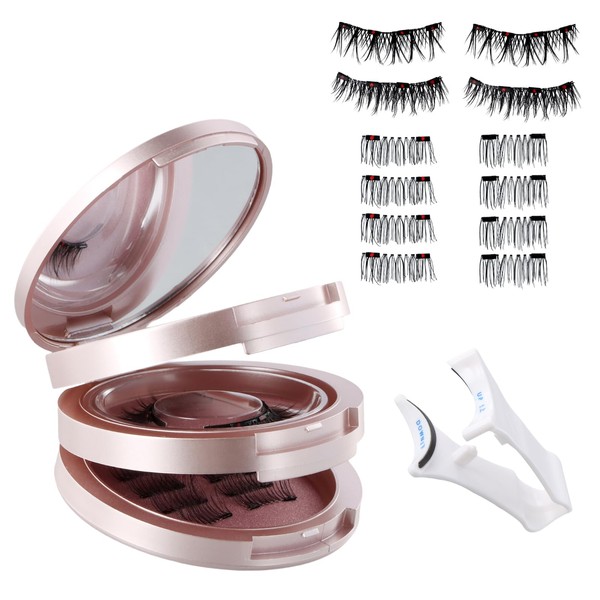 Magnetische Wimpern Set 3D – 4 Paare Falsche Wimpern Wiederverwendbar,