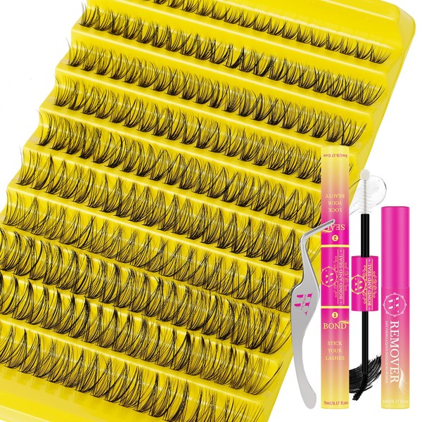 Wimpernbüschel-Set, 200-teiliges Set mit Einzelwimpernverlängerung, 30D-Wimpernverlängerung, D-Curl-Wimpernset mit Wimpernkleber und