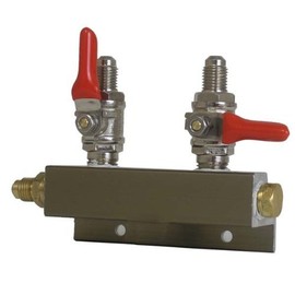 2 Way CO2 Splitter Distributor Manifold, 1/4" MFL With Shutoff And Ball Check Valve For Home Brew Keg Systems In Kegerator Or Keezer