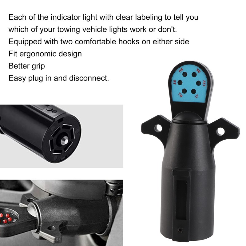 7 Pin RV Blade Trailer Wiring Circuit Tester 6 LED