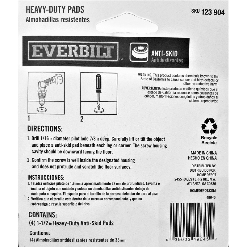 Everbilt Anti-Skid 1-1/2" Black Round TPE Glides (4-Pack) for Wooden