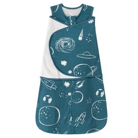 ZIGJOY Sleep Sack Swaddle 1.0 TOG Baby Wearable Blanket 100% Cotton Baby Swaddle Blanket for Newborns 6-12 Months for Boy Girl, Space