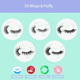 DAODER False Eyelashes Faux Mink Lashes Fluffy Wispy Lashes Natural Look Short Long Eyelashes Mixed 10 Pairs Soft Light Reusable Fake Eyelashes Pack (Fluffy Lashes Mixed)