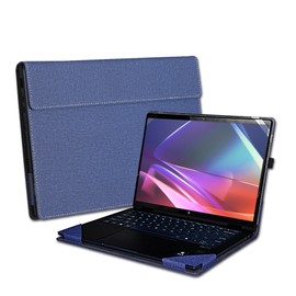 Cover Case for HP Envy x360 2-in-1 Laptop 14-FA 14z-FA & 14-fc 14t-fc &for HP Spectre x360 14-EU 14t-EU,PU Leather Protective Sleeve with Foldable Cooling Bracket (Dark Blue)
