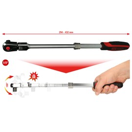 KS Tools SlimPower 914.1220 Telescopic Joint Reversible Ratchet 1/2 Inch 72 Teeth