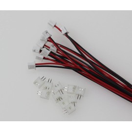HSF 20 Sets 28 AWG JST MX 1.25mm 2 Pin Single Header Male Connector Plug with Red Black Terminal Connector Cable 150mm and Motherboard Connector for Flash, Indoor 3D Airplane, Toys etc