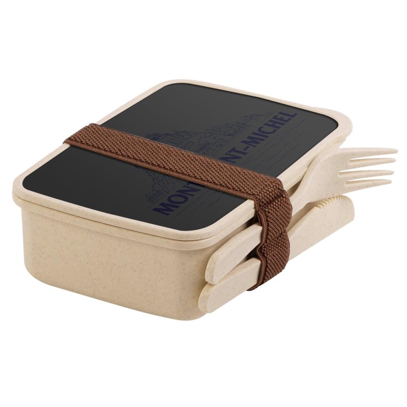 Fabulous Lunch Box with Cutlery Black - Mont Saint Michel