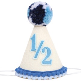 WAOUH Half Birthday Hat for Baby Party - Blue 1/2 Birthday Decorations For Photo,1/2 Birthday Hat,Boy Girl First Birthday Hat,Best 6 Month Birthday Party Supplies, 1/2 Birthday Crown
