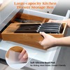 Piklohas Carbonized Bamboo Kitchen Silverwar Drawer Organizer,14.2 inch Length Natural