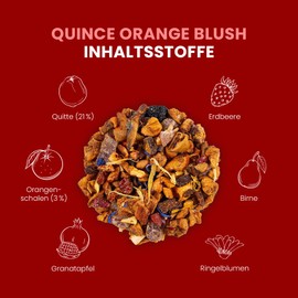 fitvia Fruit Tea "Quince Orange Blush": Loose Tea, Orange Blossom, Marigolds, Quince & Orange Peel - Real Fruit Pieces, No Added Sugar, 100 g