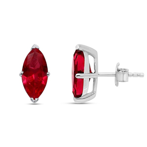 Poshadime 10X4.80MM Marquise Shape Simulated Ruby Friction Back Prong Set