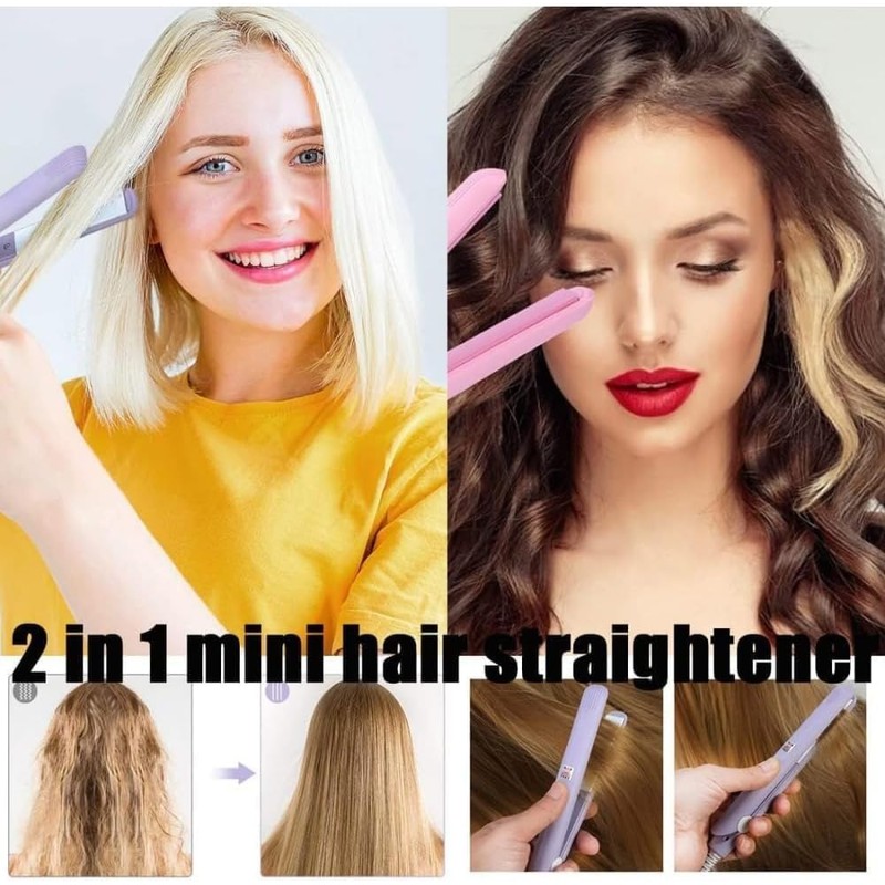 Mini Ceramic Curling Iron for Short and Fine Hair, 2-in-1