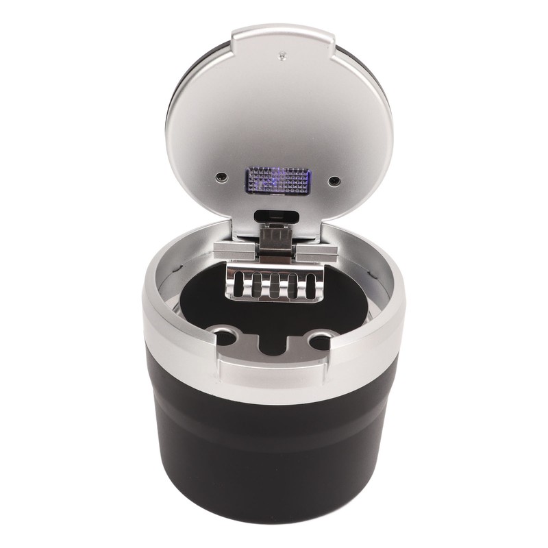 Portable Car Ashtray Mini Silver Edge Fire Prevention Smokeless Auto