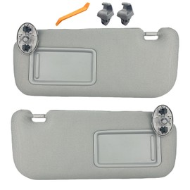 Pair of Left and Right Sun Visor with Holders for Toyota Corolla 2009 2010 2011 2012 2013 Interior Sunshade Replacement W/Makeup Mirror (Gray)