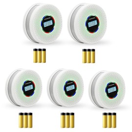 Yfwsrecinoe 5 Pack Upgraded Combination Smoke and Carbon Monoxide Alarm Detector, Dual Sensor Smoke Alarm&Carbon Monoxide Detector (Includes Battery)