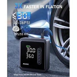 Tire Inflator Portable Air Compressor, 25000mAh & 12V DC Air Pump for Car Tires, 150PSI Portable Tire Inflator for Car, Bike Tire Pump with Pressure Gauge, LCD Dual Screen, Motorcycle Ball